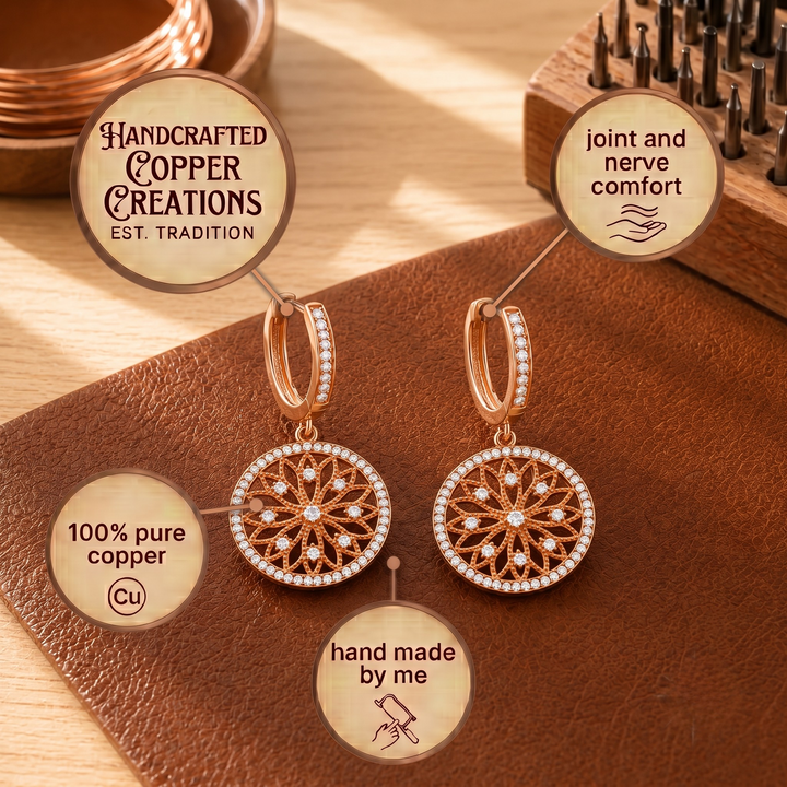 Copper Soul Mandala Copper Earrings